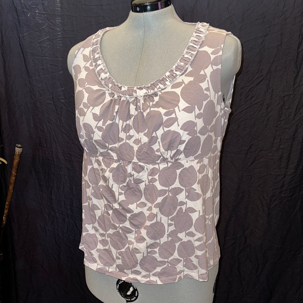 Boden Mauve Leaf Print Sleeveless Top